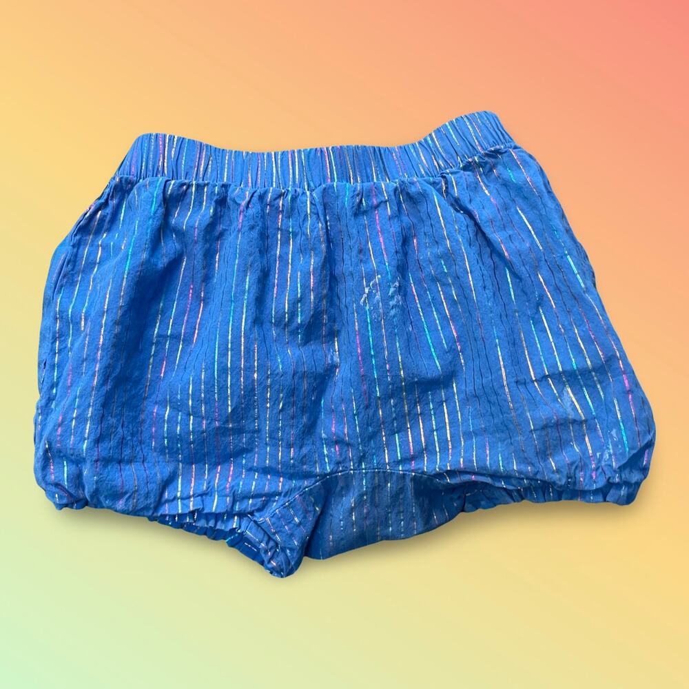 Tea Collection Baby Girls Bloomers Metallic Rainbow Stripe Ruffled Blue 18-24M